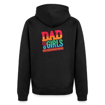 Vater von Mädchen Regenbogen, Väter - Unisex Premium Bio Zip Hoodie - Schwarz - Hinten - Nico (187cm)