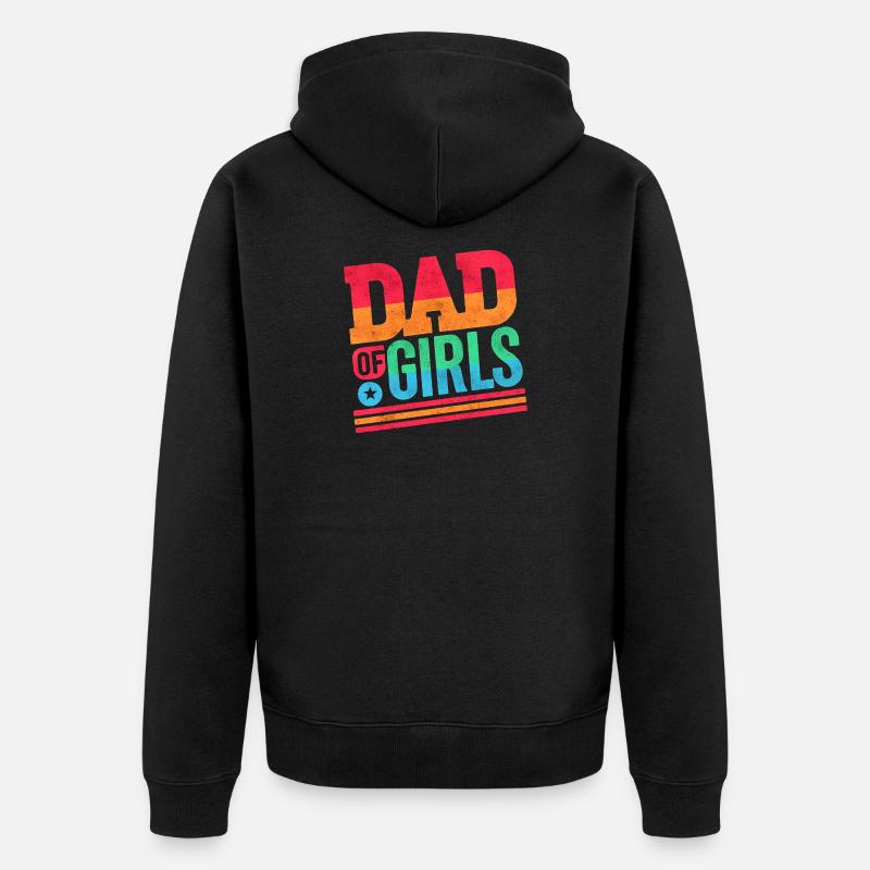 Vater von Mädchen Regenbogen, Väter - Unisex Premium Bio Zip Hoodie - Schwarz