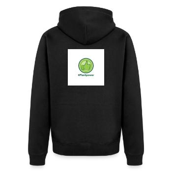 Plantpower Green Thumb Logo - Unisex Premium Organic Zip Hoodie - black - Back - Nico (187cm)