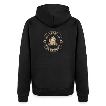 Team Faultier Faultier - Unisex Premium Bio Zip Hoodie - Schwarz - Hinten - Nico (187cm)