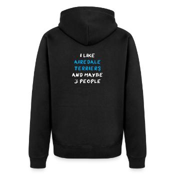 Airedale Terrier - Unisex Premium Organic Zip Hoodie - black - Back - Nico (187cm)