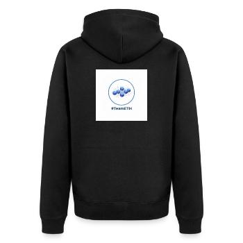 TeamETH node network - Unisex Premium Organic Zip Hoodie - black - Back - Nico (187cm)