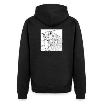 Linienzeichnung Entspannter Stubentiger - Unisex Premium Bio Zip Hoodie - Schwarz - Hinten - Nico (187cm)