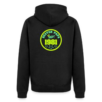 Vater 1981 - Unisex Premium Bio Zip Hoodie - Schwarz - Hinten - Nico (187cm)