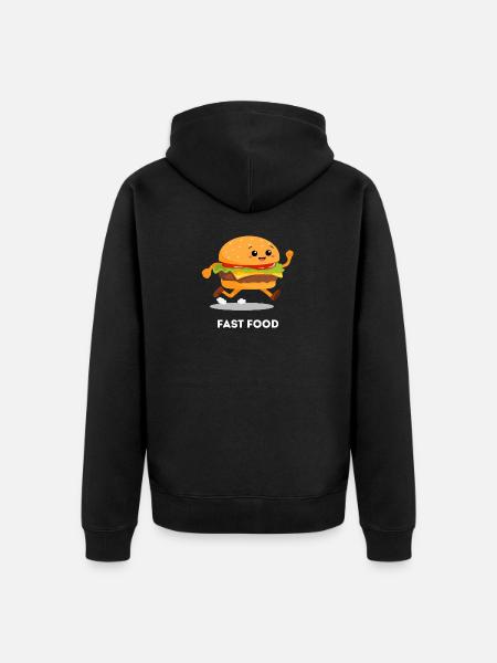 Running Burger – Fast Food Pun Design - Unisex Premium Organic Zip Hoodie - black