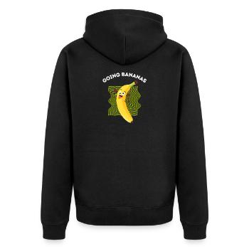 Going Bananas – Lustiger verrückter Bananen-Cartoon - Unisex Premium Bio Zip Hoodie - Schwarz - Hinten - Nico (187cm)