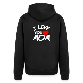 Mutter - Unisex Premium Bio Zip Hoodie - Schwarz - Hinten - Nico (187cm)