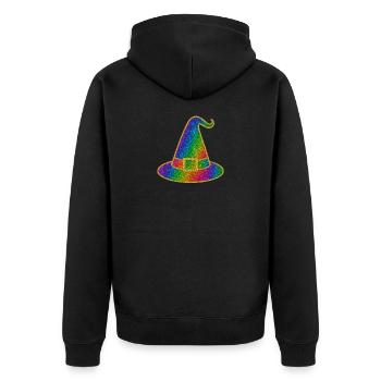 Witch Hat Halloween | Rainbow Magic Hat Glitter - Unisex Premium Organic Zip Hoodie - black - Back - Nico (187cm)