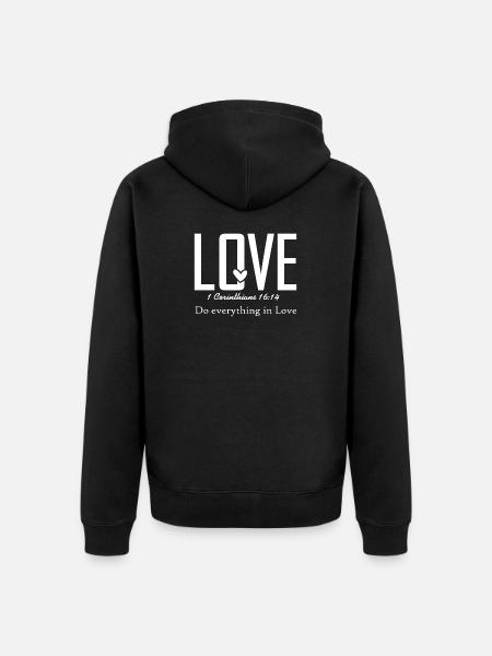 Do Everything in Love – Cross Design - Unisex Premium Organic Zip Hoodie - black