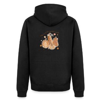 Patchwork Kürbis Patch - Unisex Premium Bio Zip Hoodie - Schwarz - Hinten - Nico (187cm)