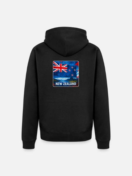 Neuseeland Flaggen Design - Unisex Premium Bio Zip Hoodie - Schwarz