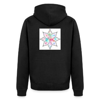 Mandala Fleur pastel Aquarelle - Veste à capuche bio Premium Unisexe - noir - Dos - Nico (187cm)