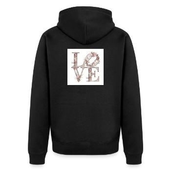 Vintage Blumen-Love Design - Unisex Premium Bio Zip Hoodie - Schwarz - Hinten - Nico (187cm)