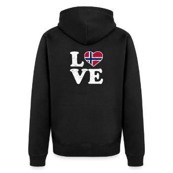 Amour - Drapeau de la Norvège - Norvège - Norvège - Veste à capuche bio Premium Unisexe - noir - Dos - Nico (187cm)