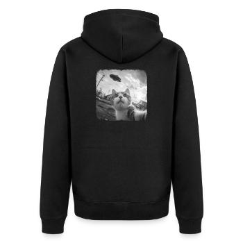 Chat et OVNI - Veste à capuche bio Premium Unisexe - noir - Dos - Nico (187cm)