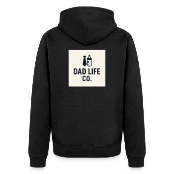 Dad Life Co Büro Flaschen - Unisex Premium Bio Zip Hoodie - Schwarz - Hinten - Nico (187cm)