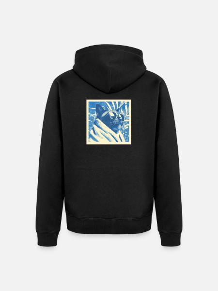 Cool Retro Cat Design - Unisex Premium Organic Zip Hoodie - black