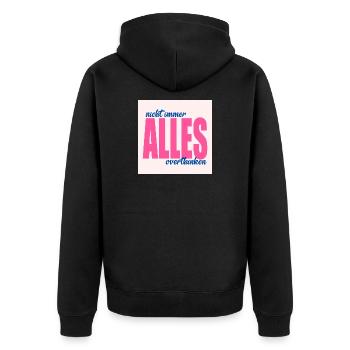 Thoughtful Sayings Thoughts - Unisex Premium Organic Zip Hoodie - black - Back - Nico (187cm)