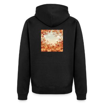 Hello Autumn - Unisex Premium Bio Zip Hoodie - Schwarz - Hinten - Nico (187cm)