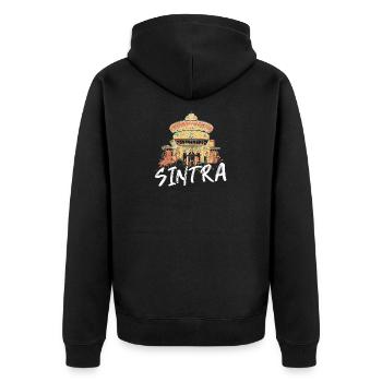 Architektur Monserrate Park Sintra Illustration - Unisex Premium Bio Zip Hoodie - Schwarz - Hinten - Nico (187cm)