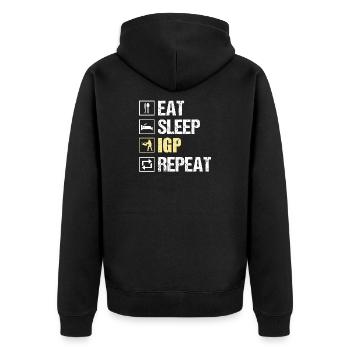 EAT SLEEP IGP REPEAT Dog Sport Motif - Unisex Premium Organic Zip Hoodie - black - Back - Nico (187cm)