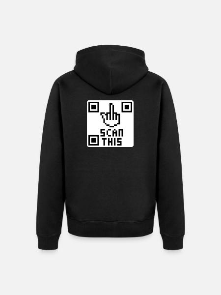 QRcode middle finger - Unisex Premium Organic Zip Hoodie - black