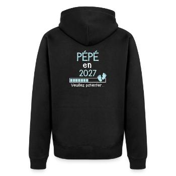 Opa im Jahr 2027 Geschenk Zukunft Opa - Unisex Premium Bio Zip Hoodie - Schwarz - Hinten - Nico (187cm)
