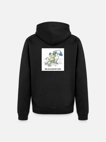 Frog Beach Coffee Chill - Unisex Premium Organic Zip Hoodie - black