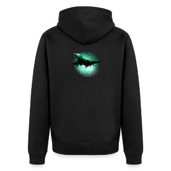 Neonjet im Grünen Halo - Unisex Premium Bio Zip Hoodie - Schwarz - Hinten - Nico (187cm)