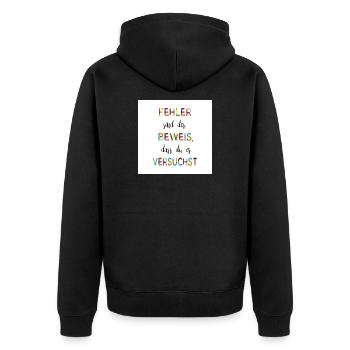 Les erreurs en sont la preuve – un dicton motivant - Veste à capuche bio Premium Unisexe - noir - Dos - Nico (187cm)