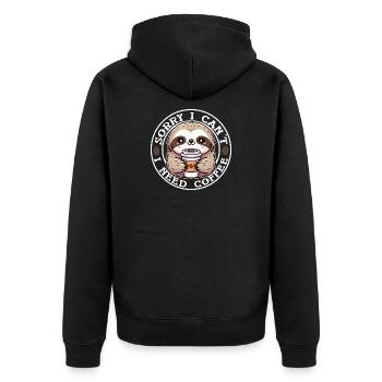 Faultier Süßer Runder Kaffee - Unisex Premium Bio Zip Hoodie - Schwarz - Hinten - Nico (187cm)