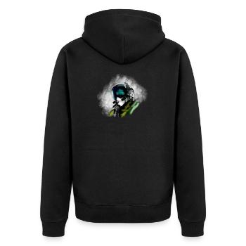 Jet Pilot - Unisex Premium Bio Zip Hoodie - Schwarz - Hinten - Nico (187cm)
