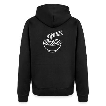 Ramen Schüssel Skizze – minimalistisches Design - Unisex Premium Bio Zip Hoodie - Schwarz - Hinten - Nico (187cm)