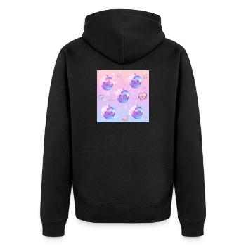 Dreamy Sparkle Pastellkawaii Kugelornamente - Unisex Premium Bio Zip Hoodie - Schwarz - Hinten - Nico (187cm)