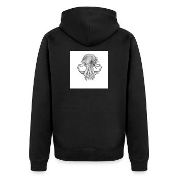 Schädel Libelle Monochrom - Unisex Premium Bio Zip Hoodie - Schwarz - Hinten - Nico (187cm)