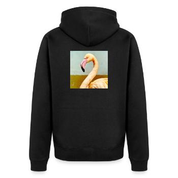 Flamingo  - Unisex Premium Bio Zip Hoodie - Schwarz - Hinten - Nico (187cm)