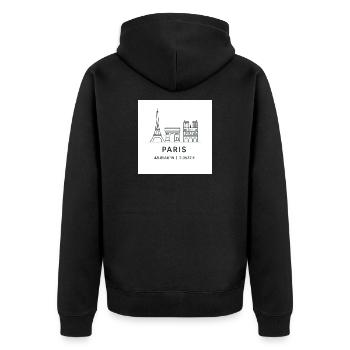 Paris Linienkunst Silhouette Wahrzeichen - Unisex Premium Bio Zip Hoodie - Schwarz - Hinten - Nico (187cm)