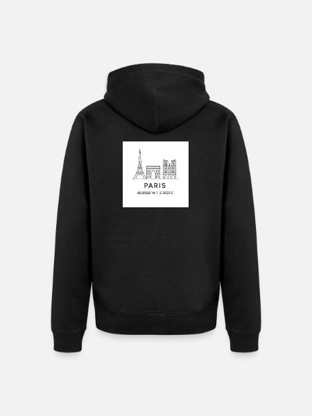 Paris Line Art Silhouette Landmark - Unisex Premium Organic Zip Hoodie - black