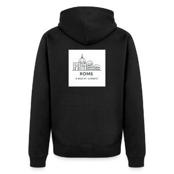 Rom Linienkunst Silhouette Wahrzeichen - Unisex Premium Bio Zip Hoodie - Schwarz - Hinten - Nico (187cm)