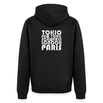 SCHWERIN METROPOLIS - Unisex Premium Organic Zip Hoodie - black - Back - Nico (187cm)