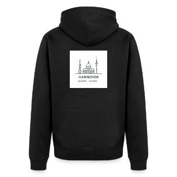 Silhouette d’art au trait de Hanovre Monument - Veste à capuche bio Premium Unisexe - noir - Dos - Nico (187cm)