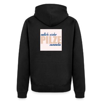 PILZE SAMMELN HOBBY - Unisex Premium Bio Zip Hoodie - Schwarz - Hinten - Nico (187cm)