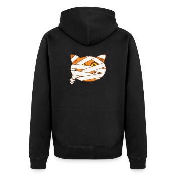 Cat Mummy Halloween Drawing Funny and Scary Comics - Unisex Premium Organic Zip Hoodie - black - Back - Nico (187cm)