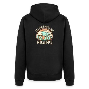 Vintage Radfahrer I'd Rather Be Riding Retro Logo - Unisex Premium Bio Zip Hoodie - Schwarz - Hinten - Nico (187cm)