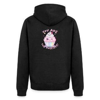 Du Bist Der Süßeste Cupcake - Unisex Premium Bio Zip Hoodie - Schwarz - Hinten - Nico (187cm)