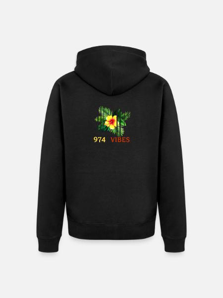 Tropical Hibiscus 974 Vibes - Unisex Premium Organic Zip Hoodie - black