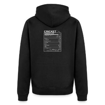 Drôle Cricketer Fille Nutrition Faits Design Sports - Veste à capuche bio Premium Unisexe - noir - Dos - Nico (187cm)