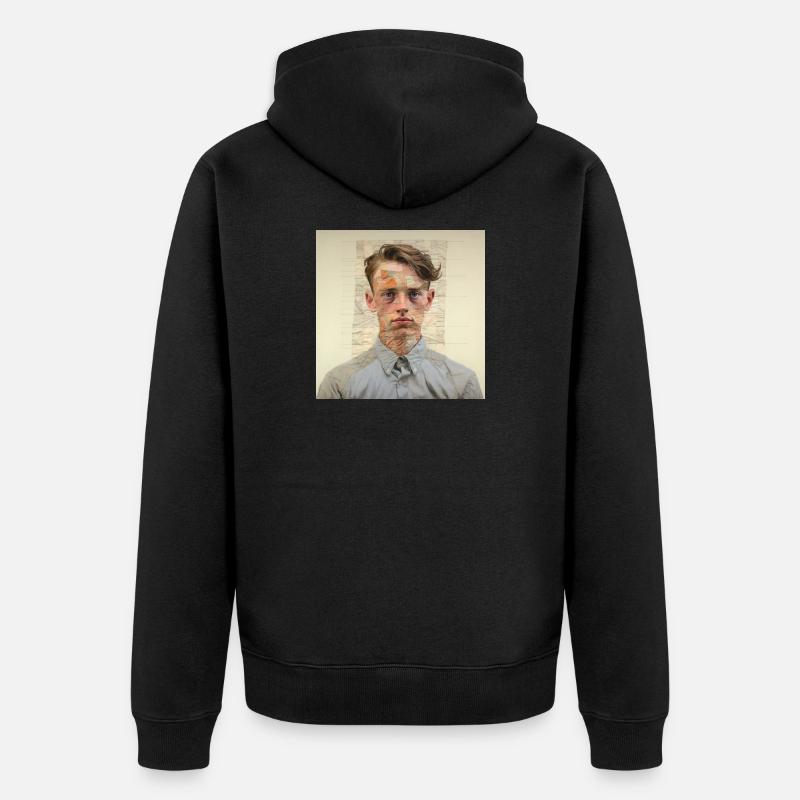 Patchwork-Portraet Collage - Unisex Premium Bio Zip Hoodie - Schwarz