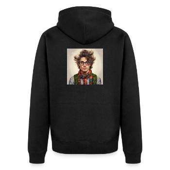 Portrait foulard coloré - Veste à capuche bio Premium Unisexe - noir - Dos - Nico (187cm)