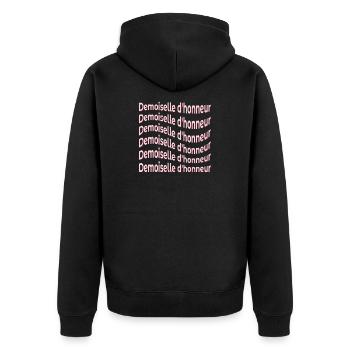 Brautjungfer Braut - Unisex Premium Bio Zip Hoodie - Schwarz - Hinten - Nico (187cm)